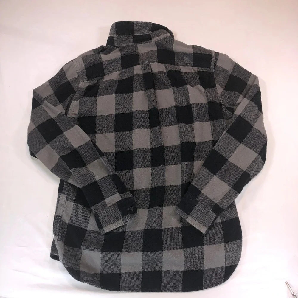 Levis Mens Buffalo Plaid Flannel Shirt Grey Black Long Sleeve Button Down Large